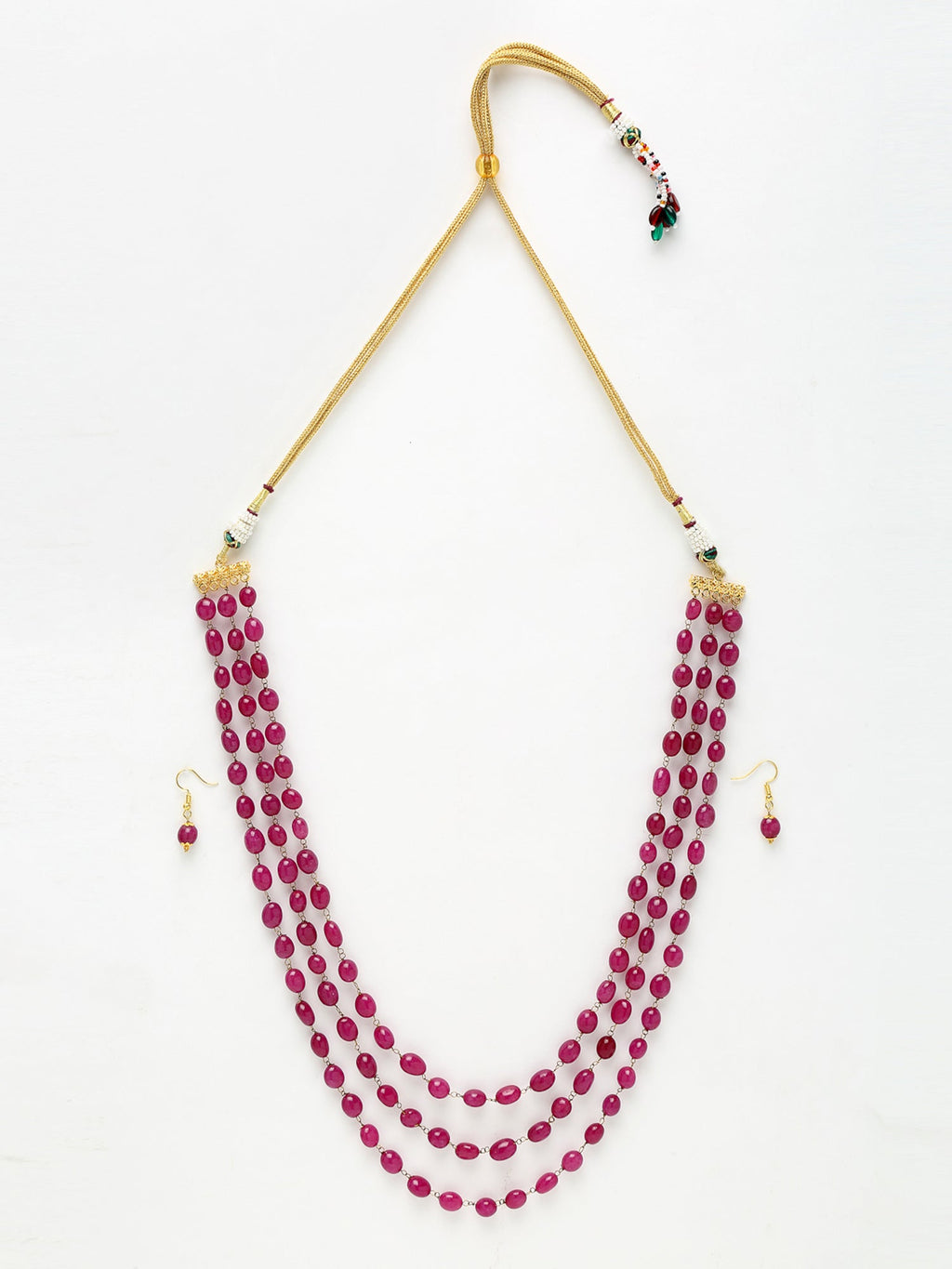 Layered Maroon Neckpiece With Earrings - Ruby Raang | Grocsy