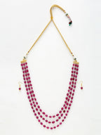Layered Maroon Neckpiece With Earrings - Ruby Raang | Grocsy
