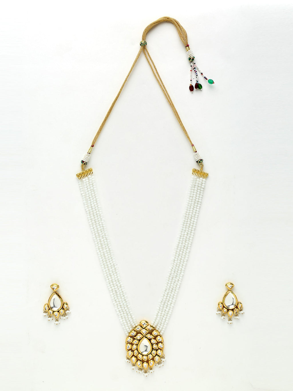 Kundan Neckpiece With Earrings - Ruby Raang | Grocsy