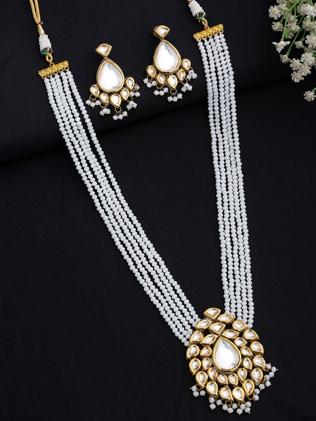 Kundan Neckpiece With Earrings - Ruby Raang | Grocsy