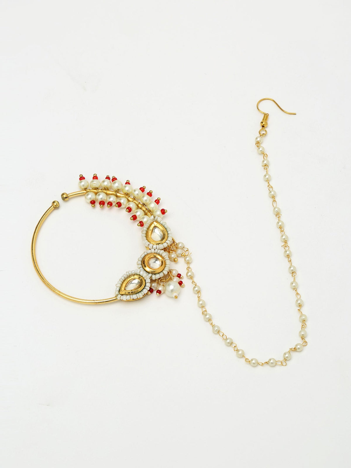 Maharani Kundan Nose Ring - Ruby Raang | Grocsy