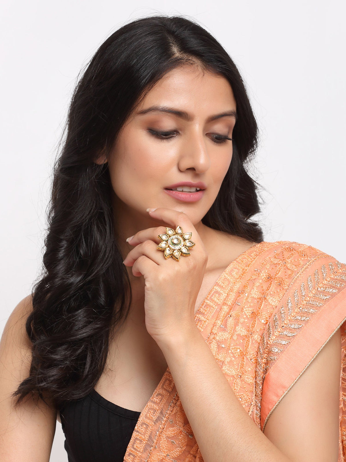 Kundan Ring - Ruby Raang | Grocsy