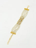 Women's Gold White Pearls Handcrafted Multistrand Bracelet - Ruby Raang