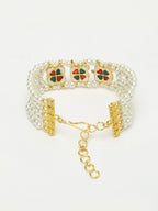 Women's Gold White Pearls Handcrafted Multistrand Bracelet - Ruby Raang