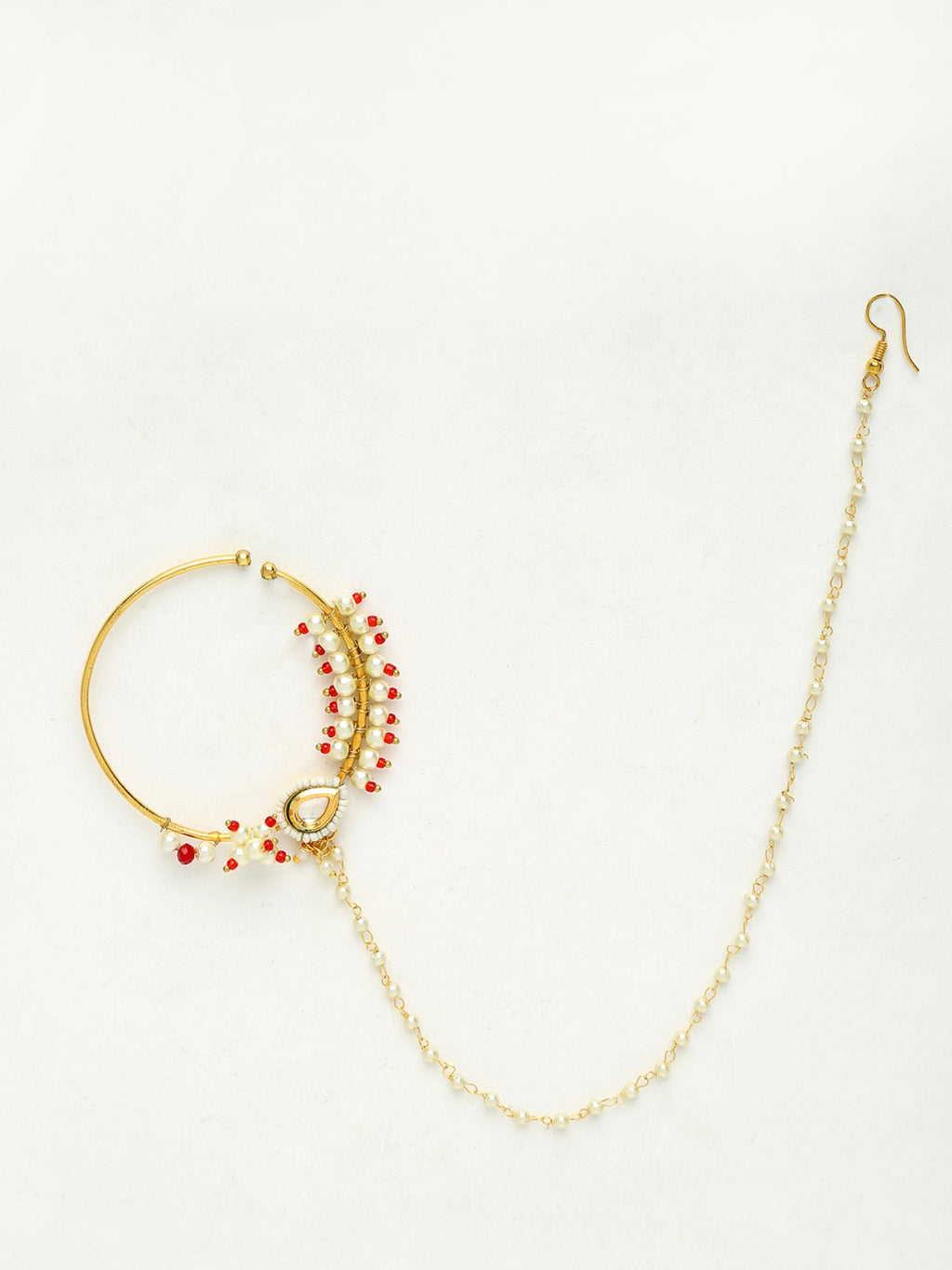 Maharani Kundan Nose Ring - Ruby Raang | Grocsy