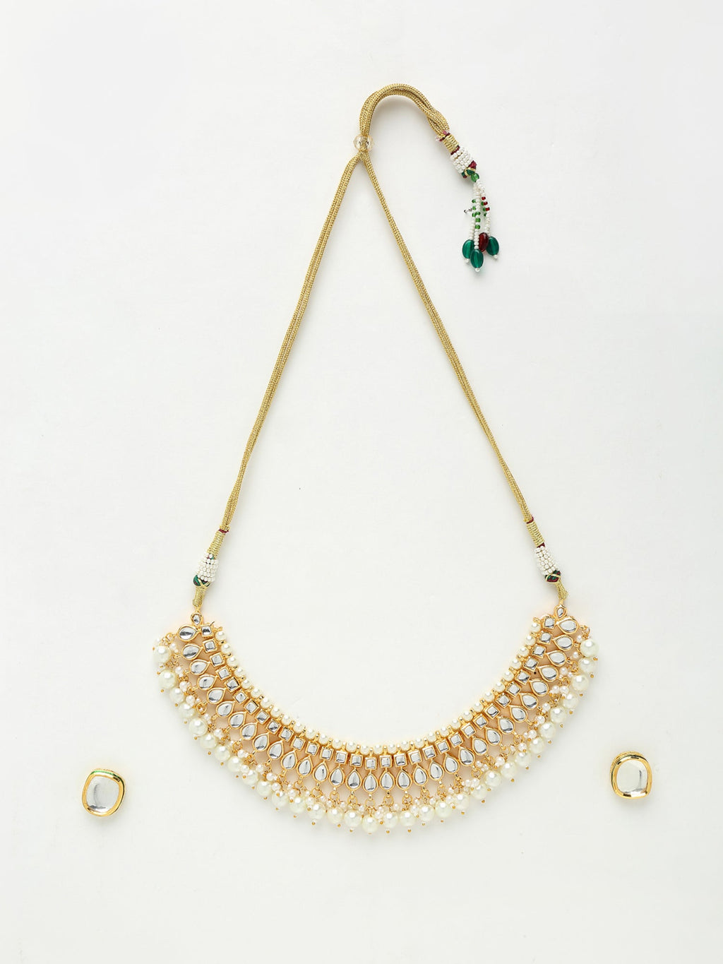 Kundan Choker With Pearls & Studs - Ruby Raang | Grocsy