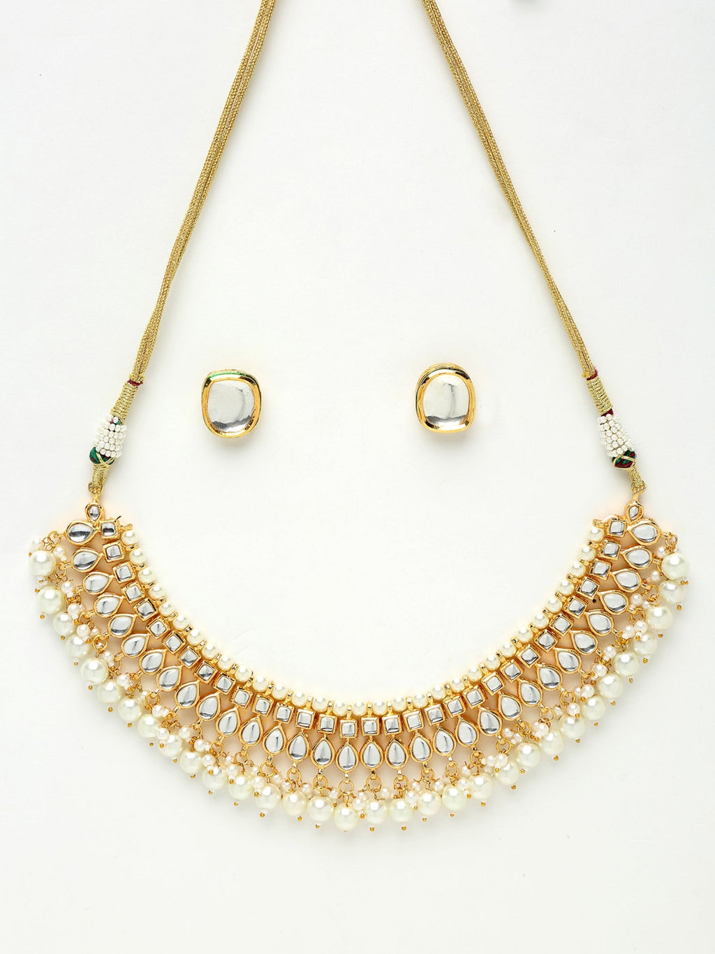 Kundan Choker With Pearls & Studs - Ruby Raang | Grocsy