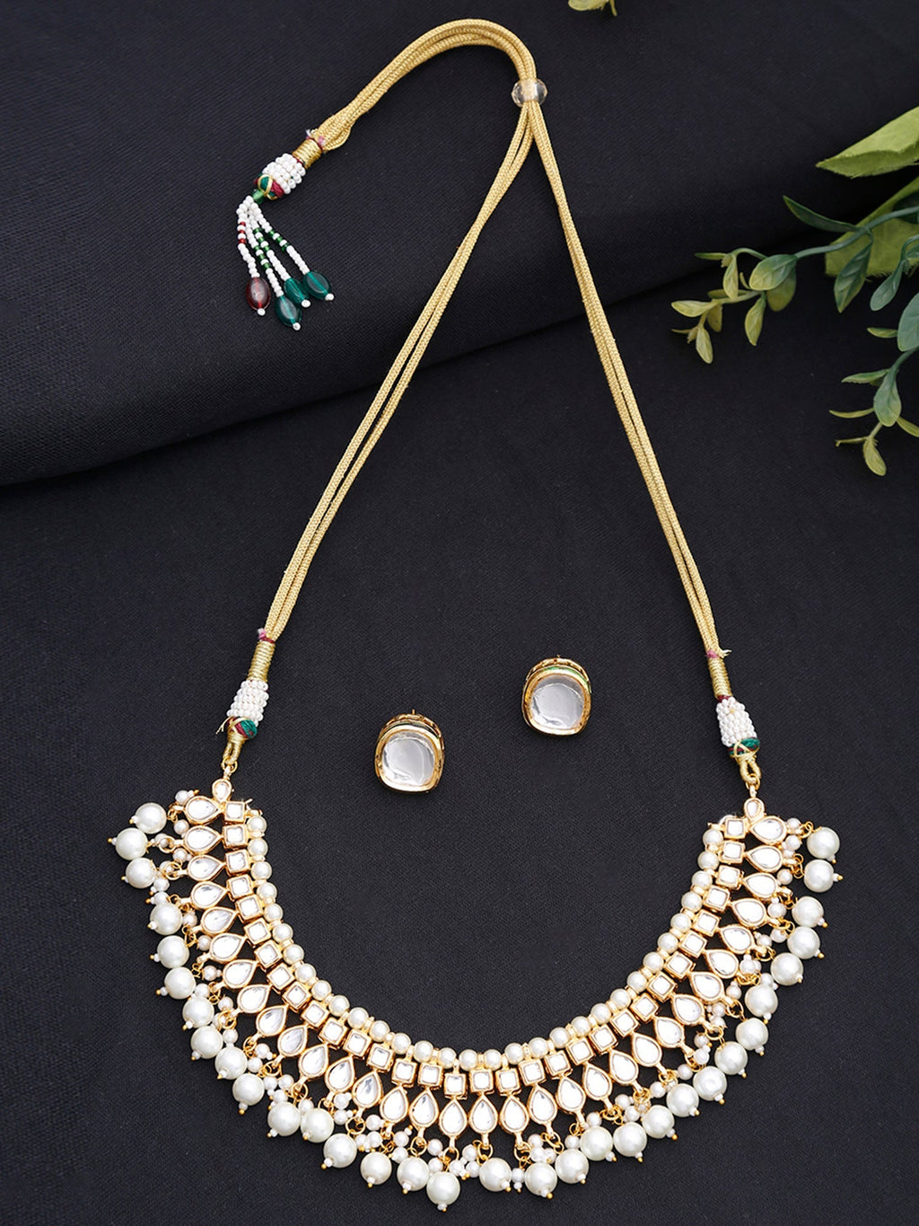 Kundan Choker With Pearls & Studs - Ruby Raang | Grocsy
