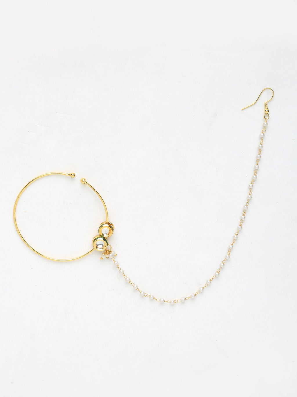 Double Kundan Nose Ring - Ruby Raang | Grocsy