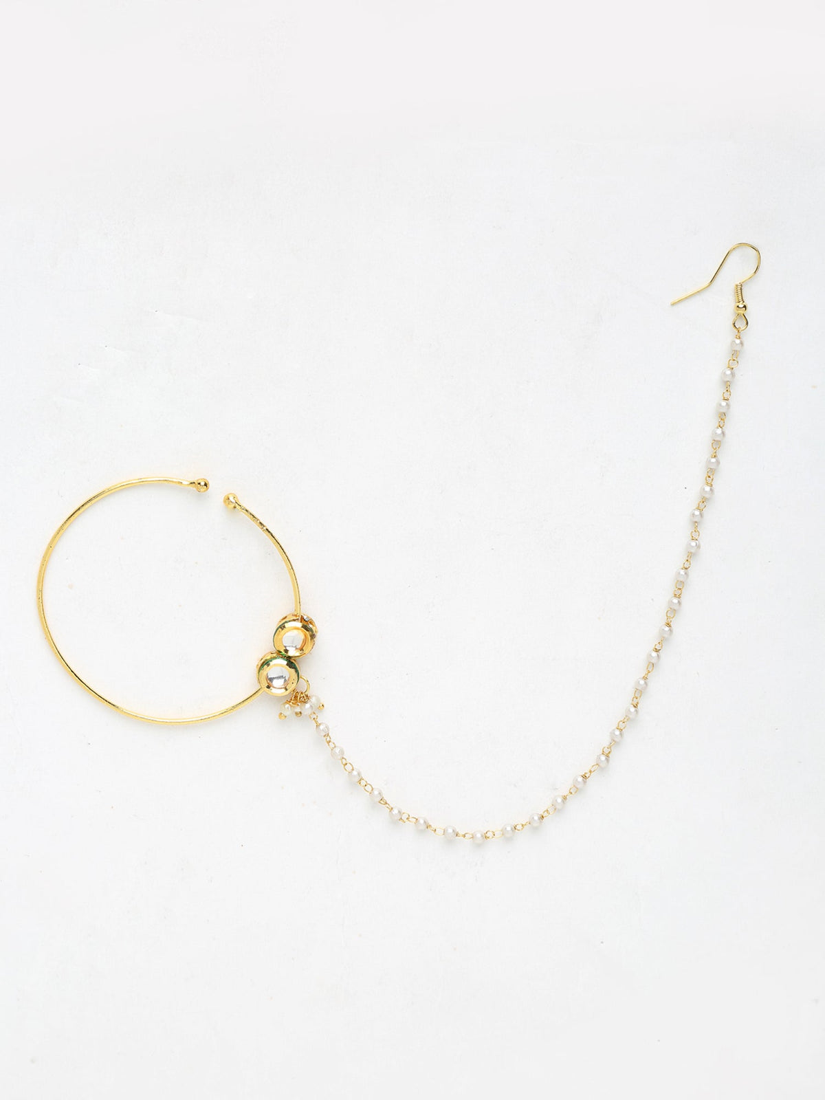 Double Kundan Nose Ring - Ruby Raang | Grocsy