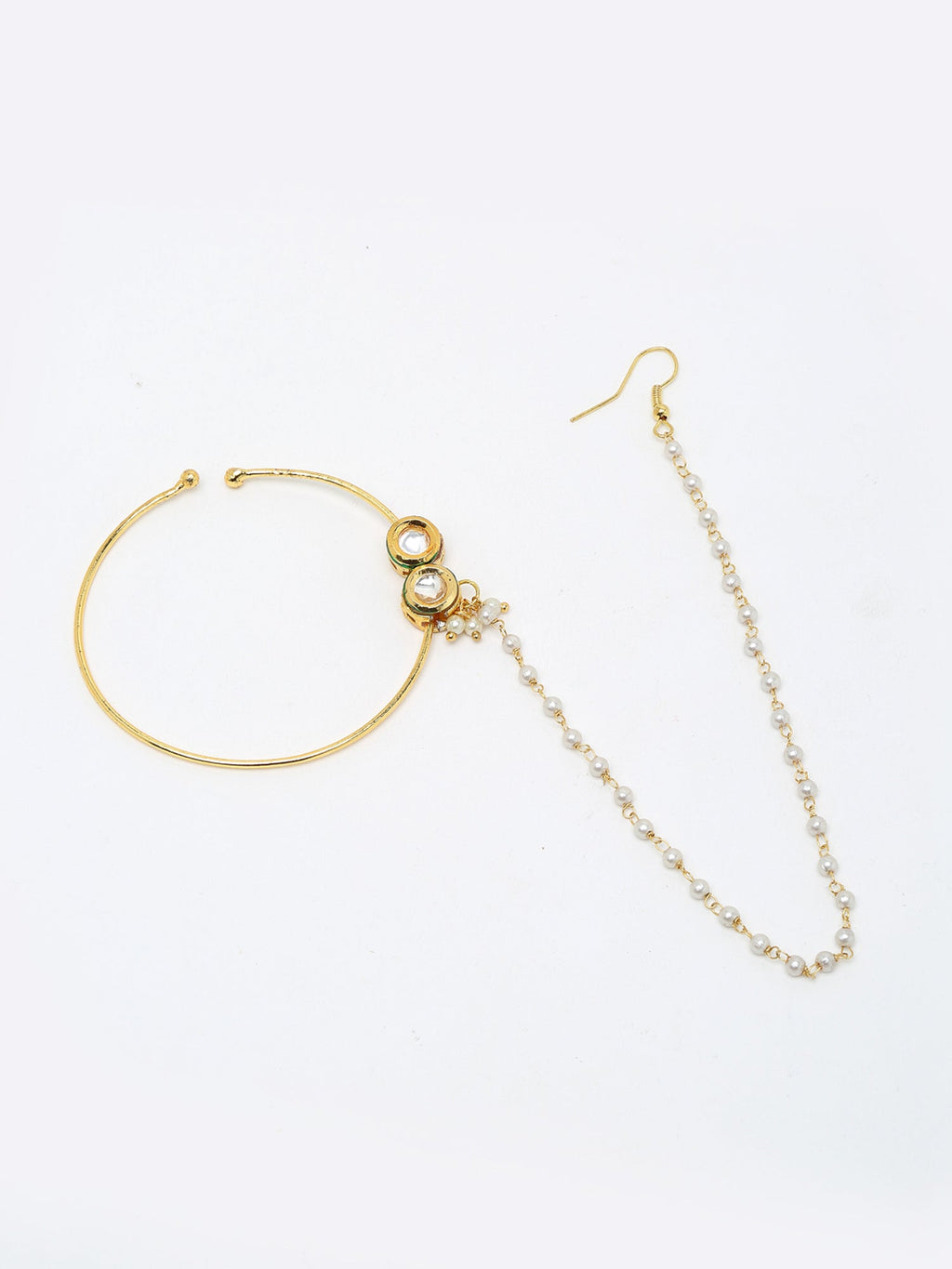 Double Kundan Nose Ring - Ruby Raang | Grocsy
