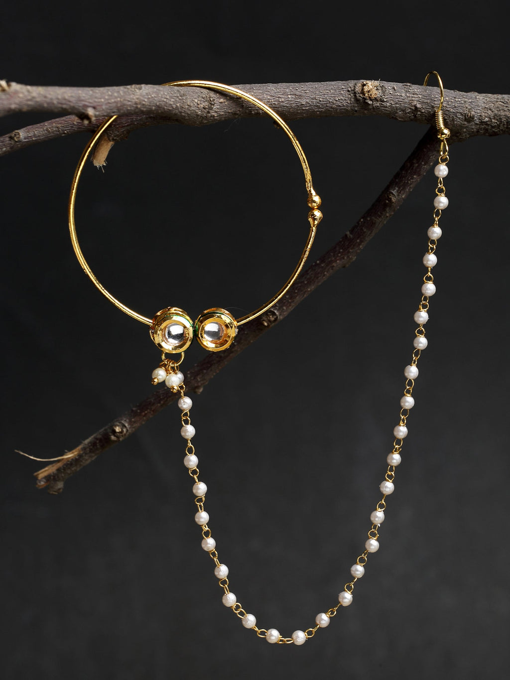 Double Kundan Nose Ring - Ruby Raang | Grocsy