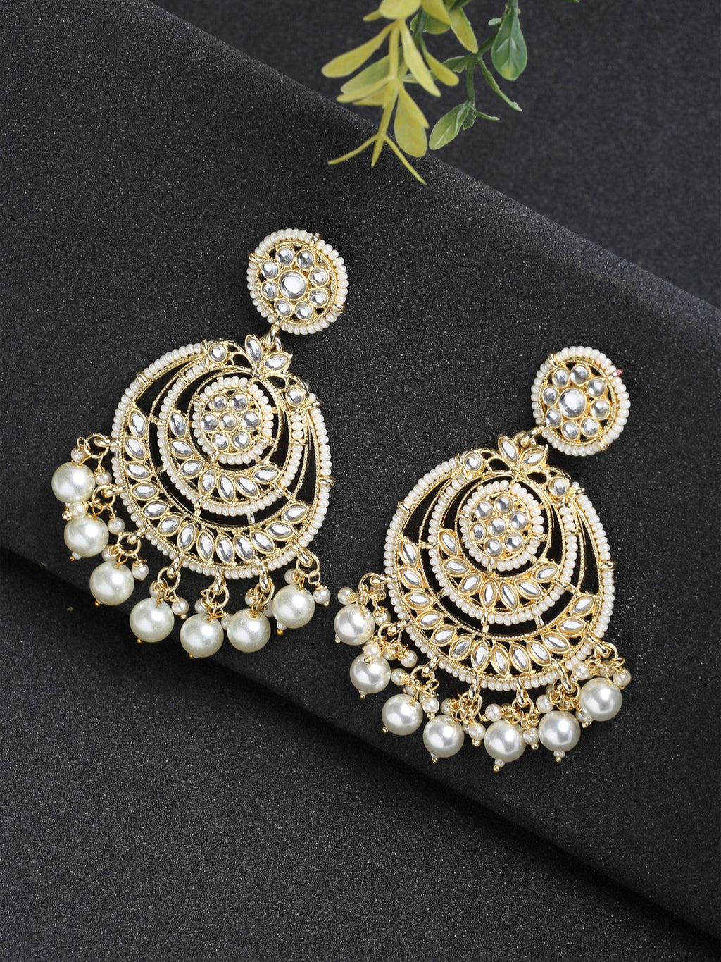 Kundan Pearl Earrings - Ruby Raang | Grocsy