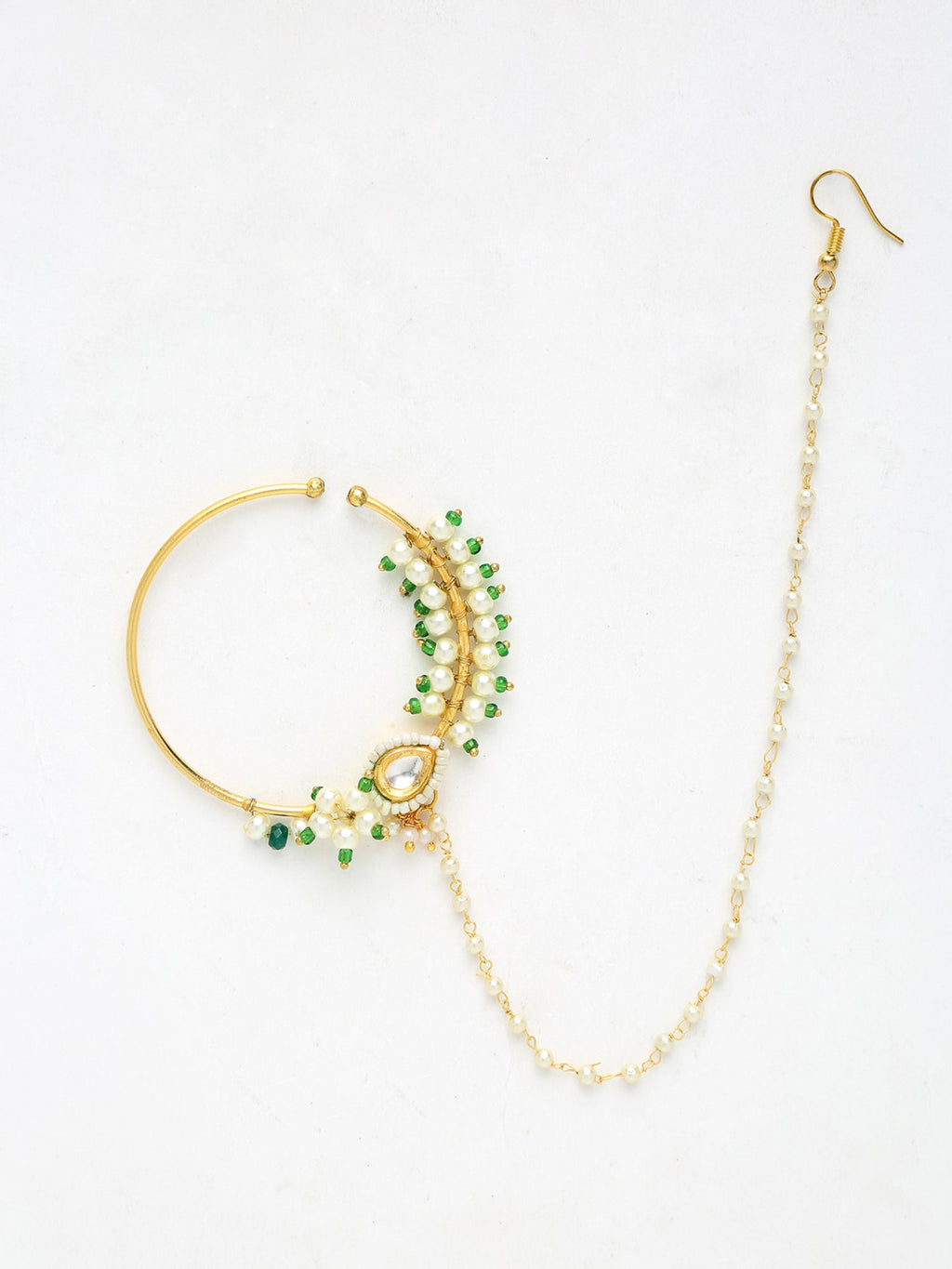 Maharani Kundan Nose Ring - Ruby Raang | Grocsy