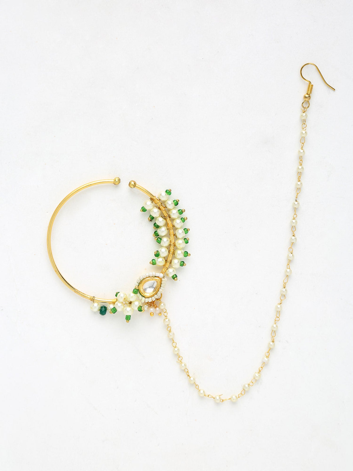 Maharani Kundan Nose Ring - Ruby Raang | Grocsy