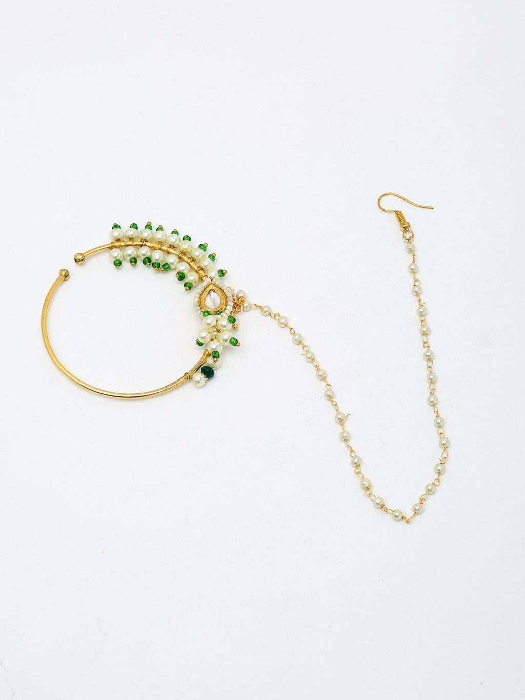 Maharani Kundan Nose Ring - Ruby Raang | Grocsy