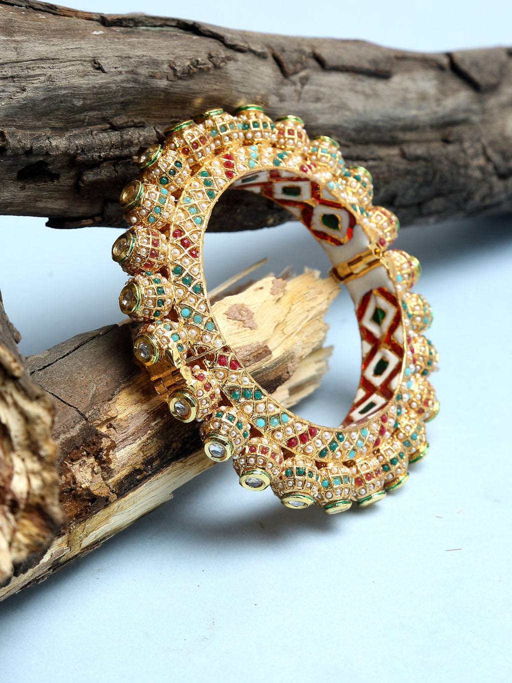 Multi Embellished Bangle - Ruby Raang | Grocsy