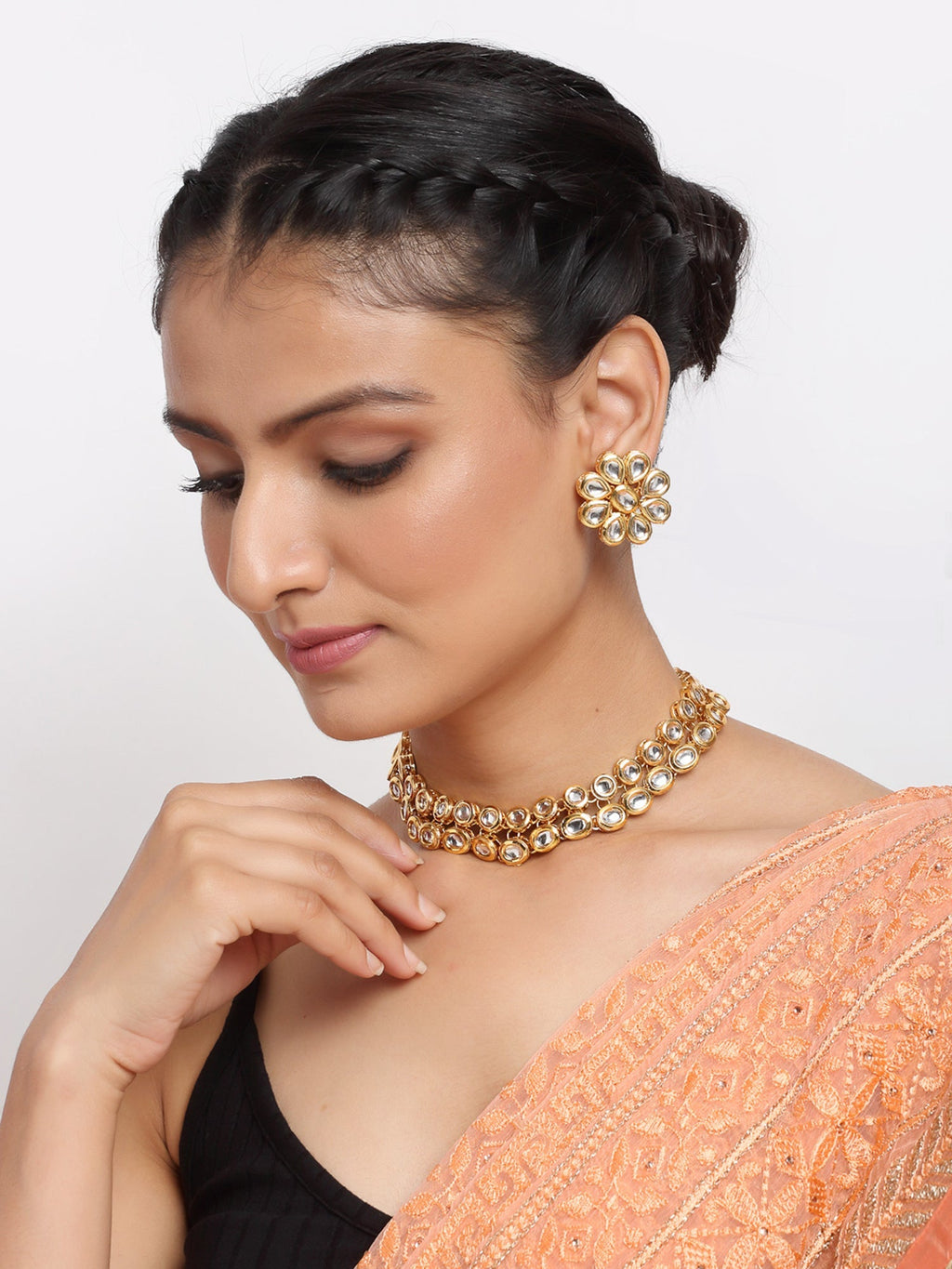 Kundan Choker With Studs - Ruby Raang (A380-58) | Grocsy