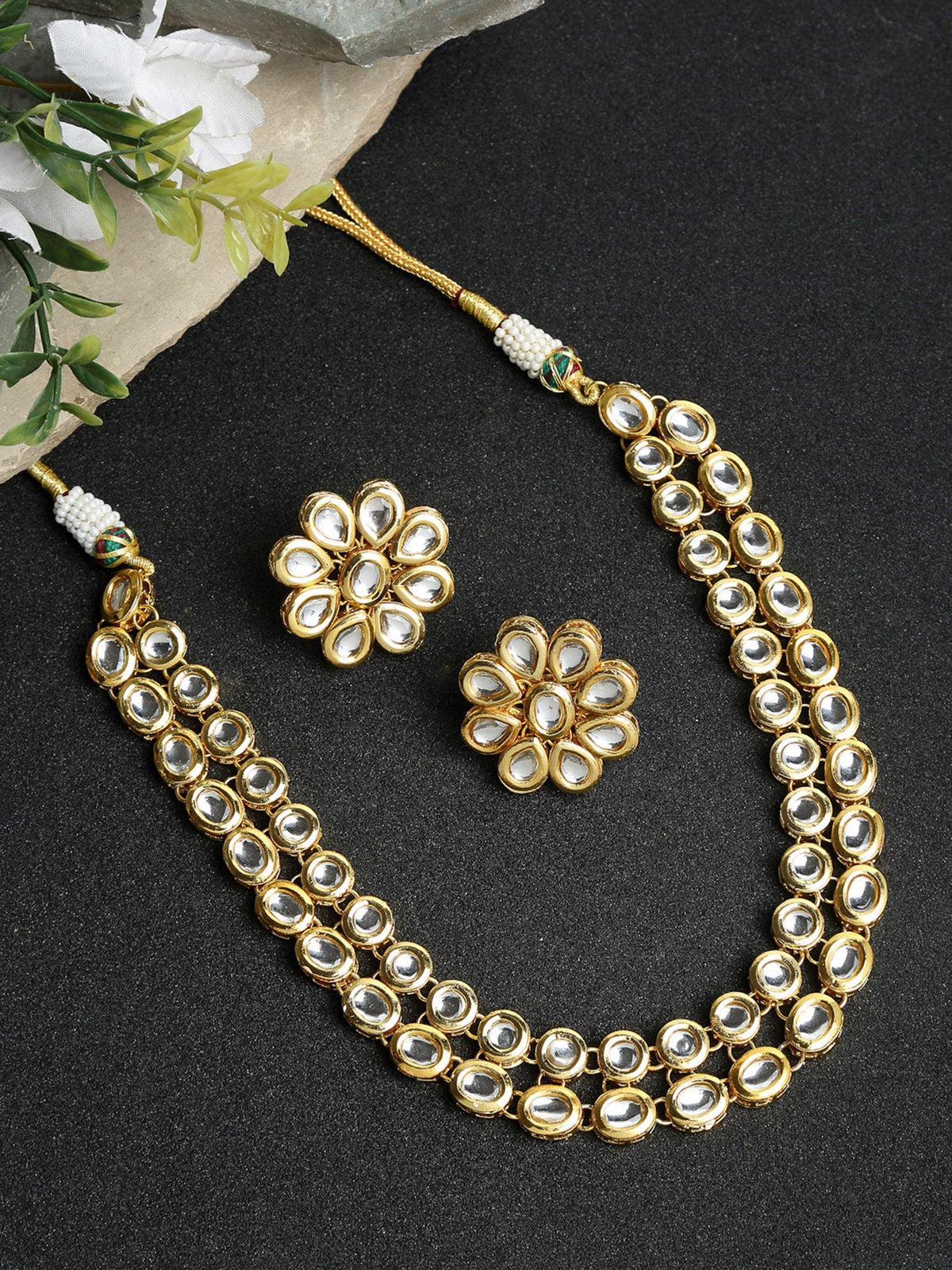 Kundan Choker With Studs - Ruby Raang (A380-58) | Grocsy