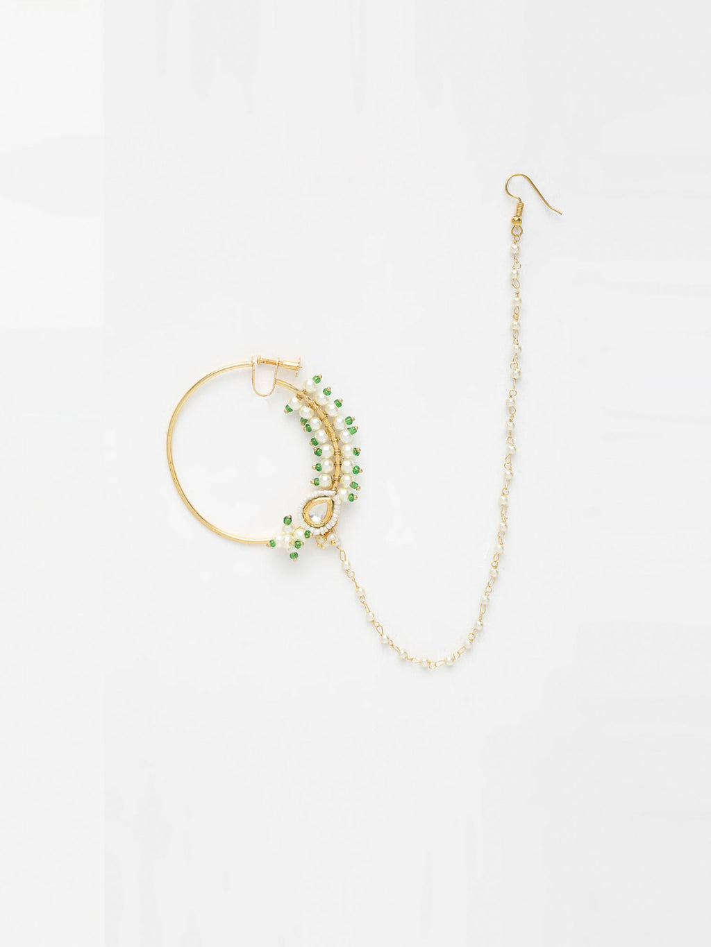 Maharani Kundan Nose Ring - Ruby Raang | Grocsy