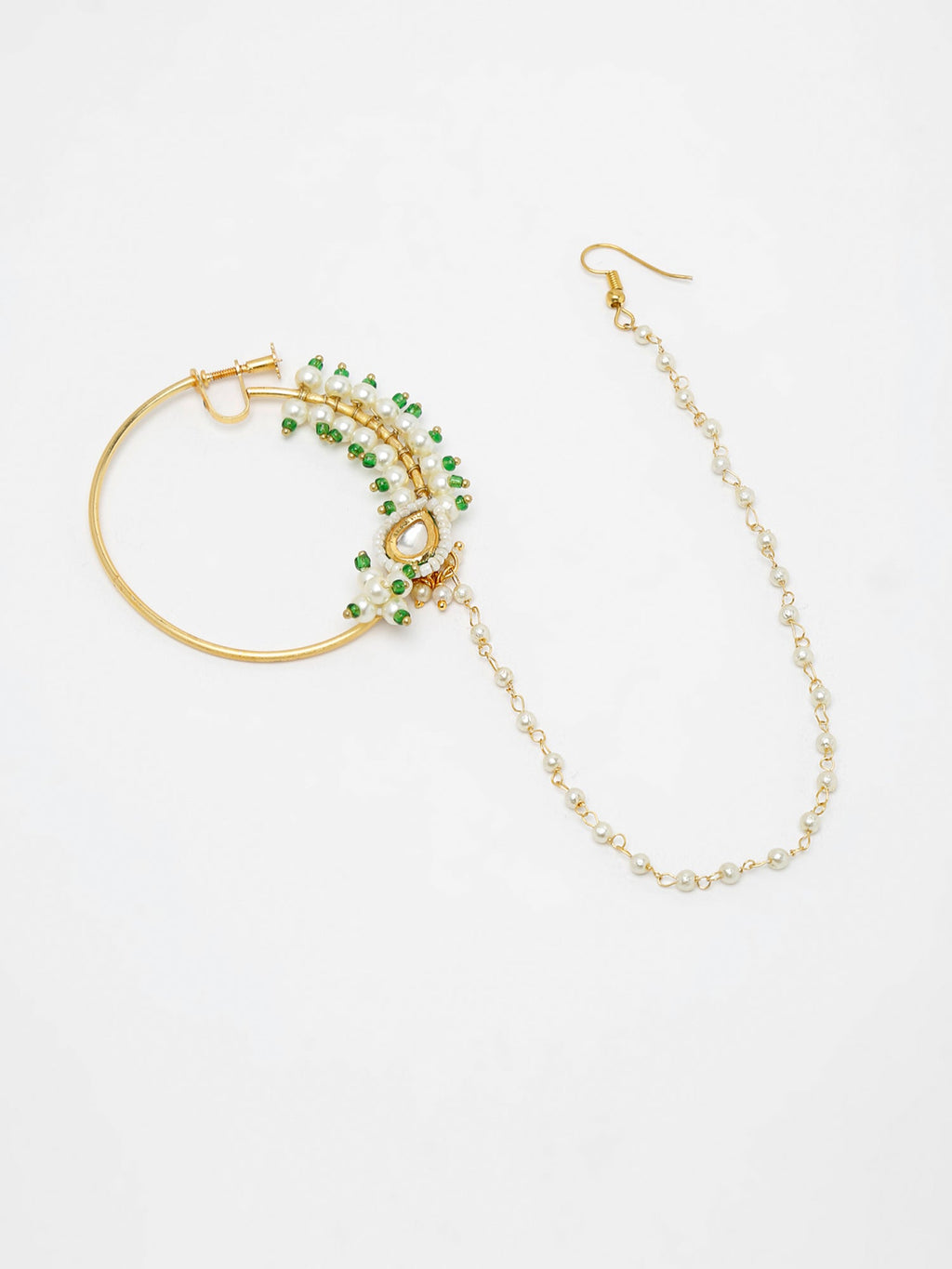 Maharani Kundan Nose Ring - Ruby Raang | Grocsy