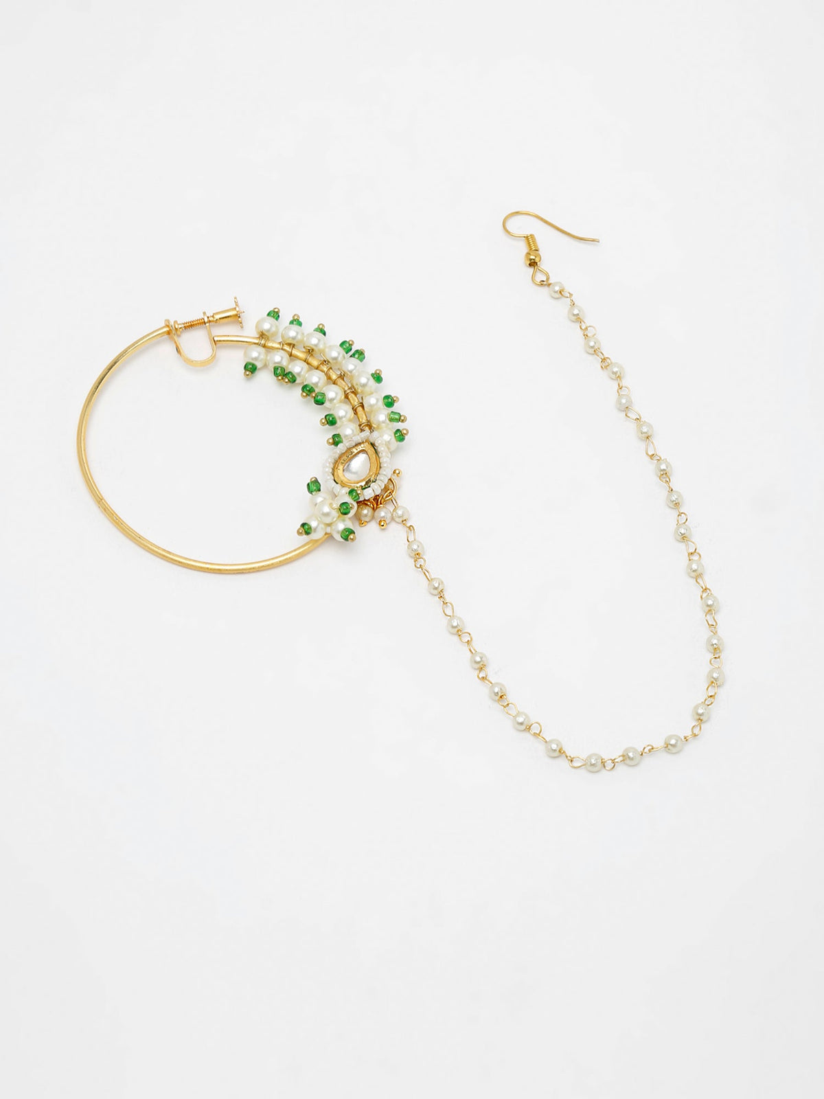 Maharani Kundan Nose Ring - Ruby Raang | Grocsy