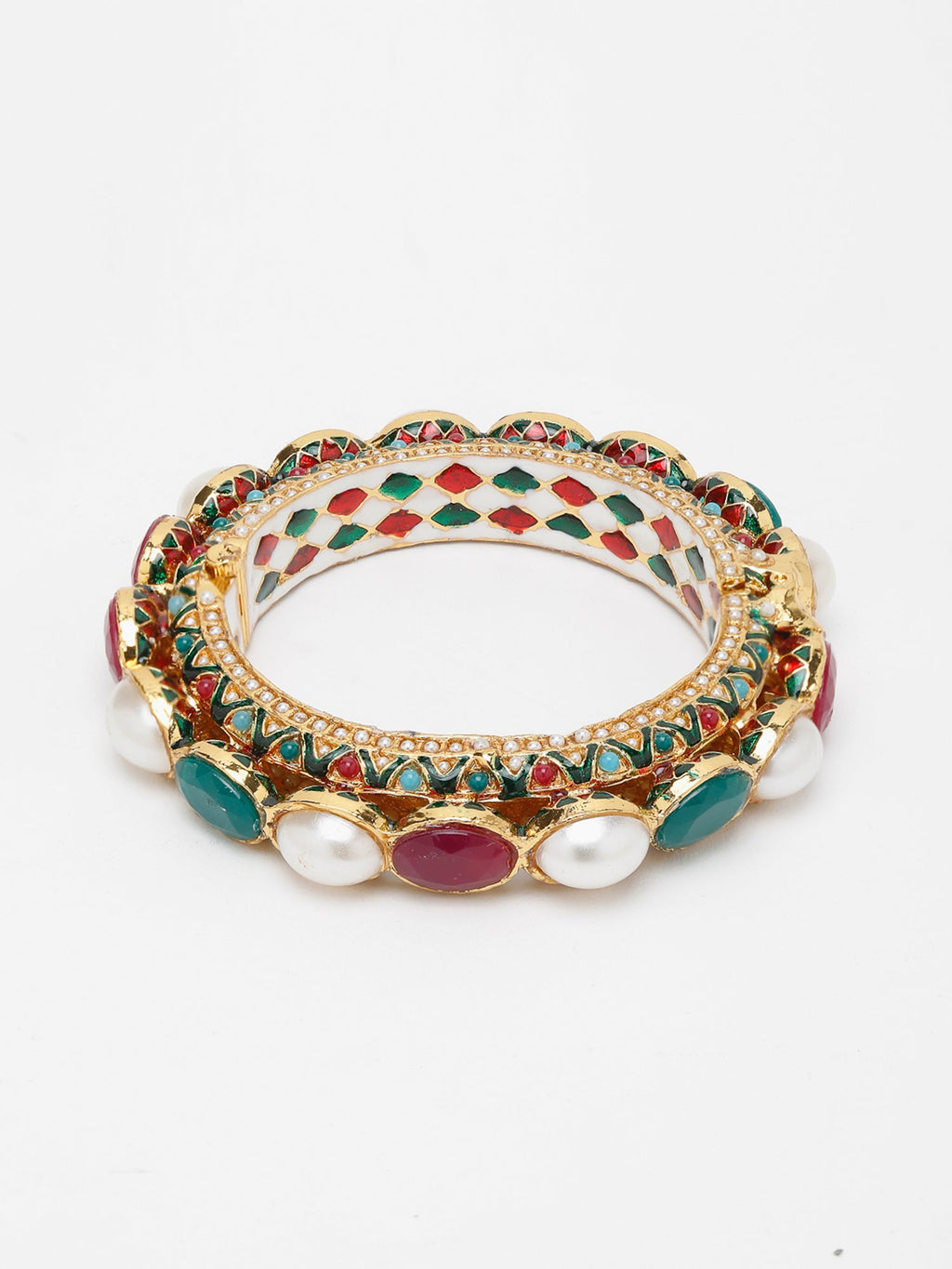 Multi Embellished Bangle - Ruby Raang | Grocsy