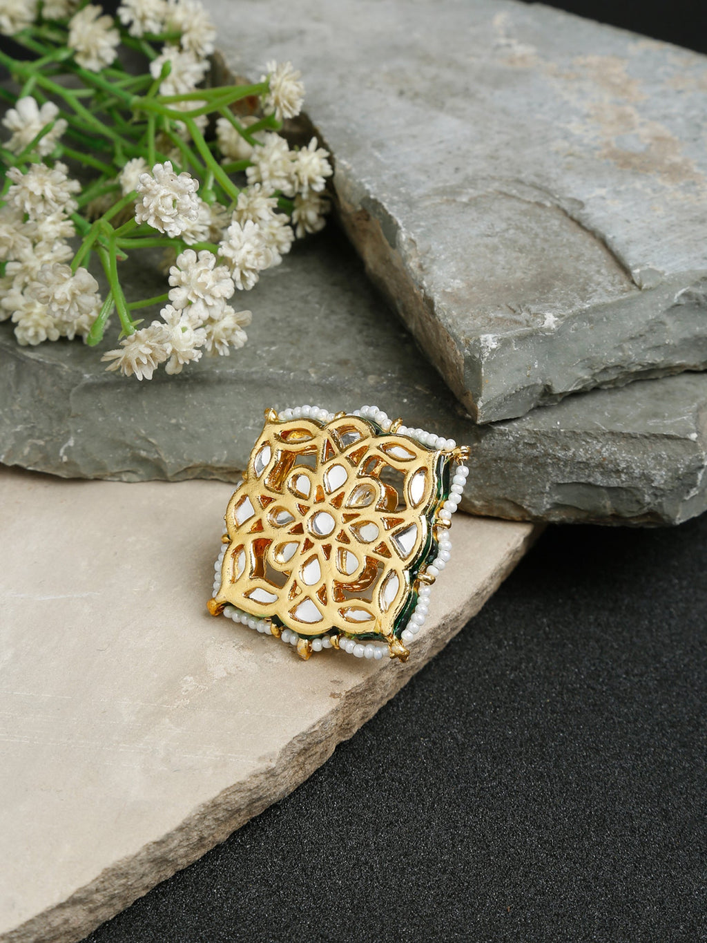 Kundan Cocktail Ring - Ruby Raang | Grocsy