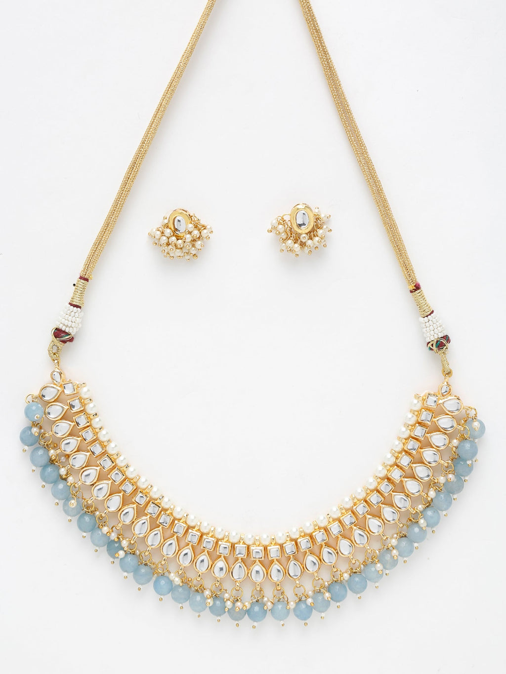 Stone Kundan Choker With Studs - Ruby Raang | Grocsy
