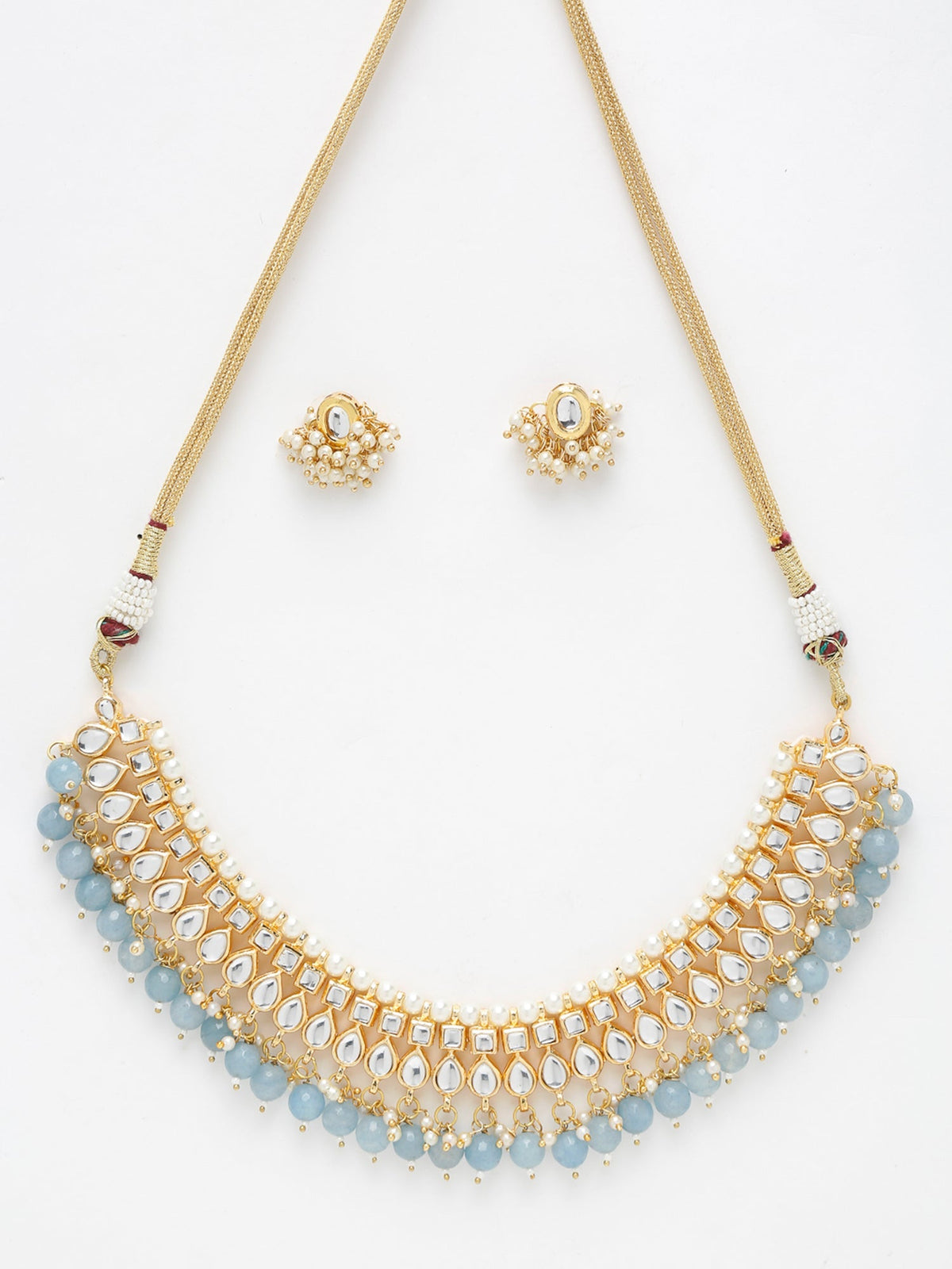 Stone Kundan Choker With Studs - Ruby Raang | Grocsy