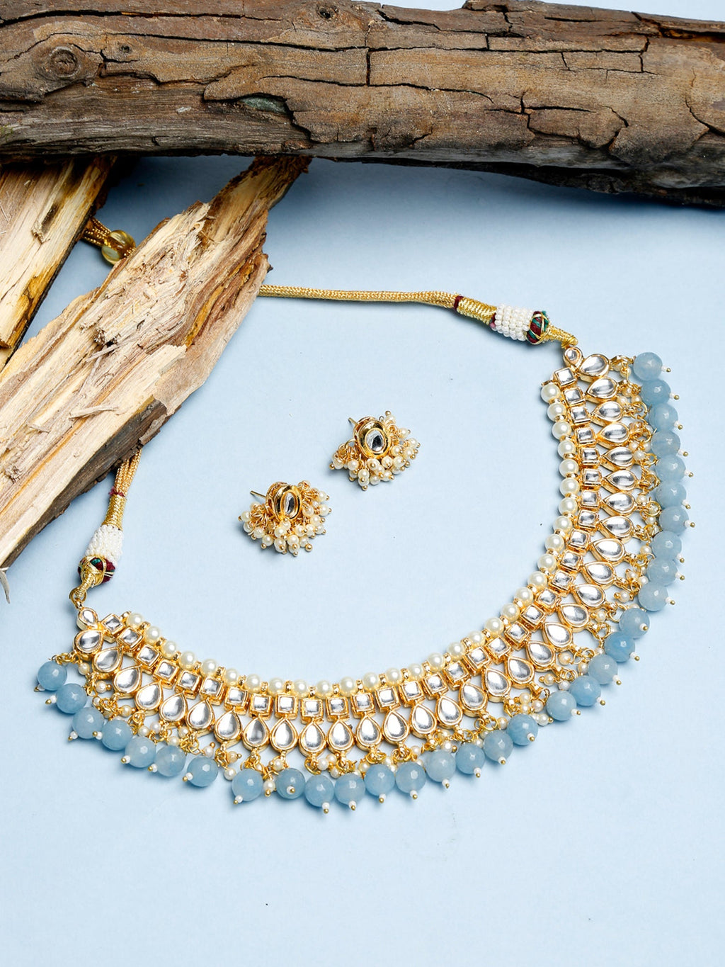 Stone Kundan Choker With Studs - Ruby Raang | Grocsy