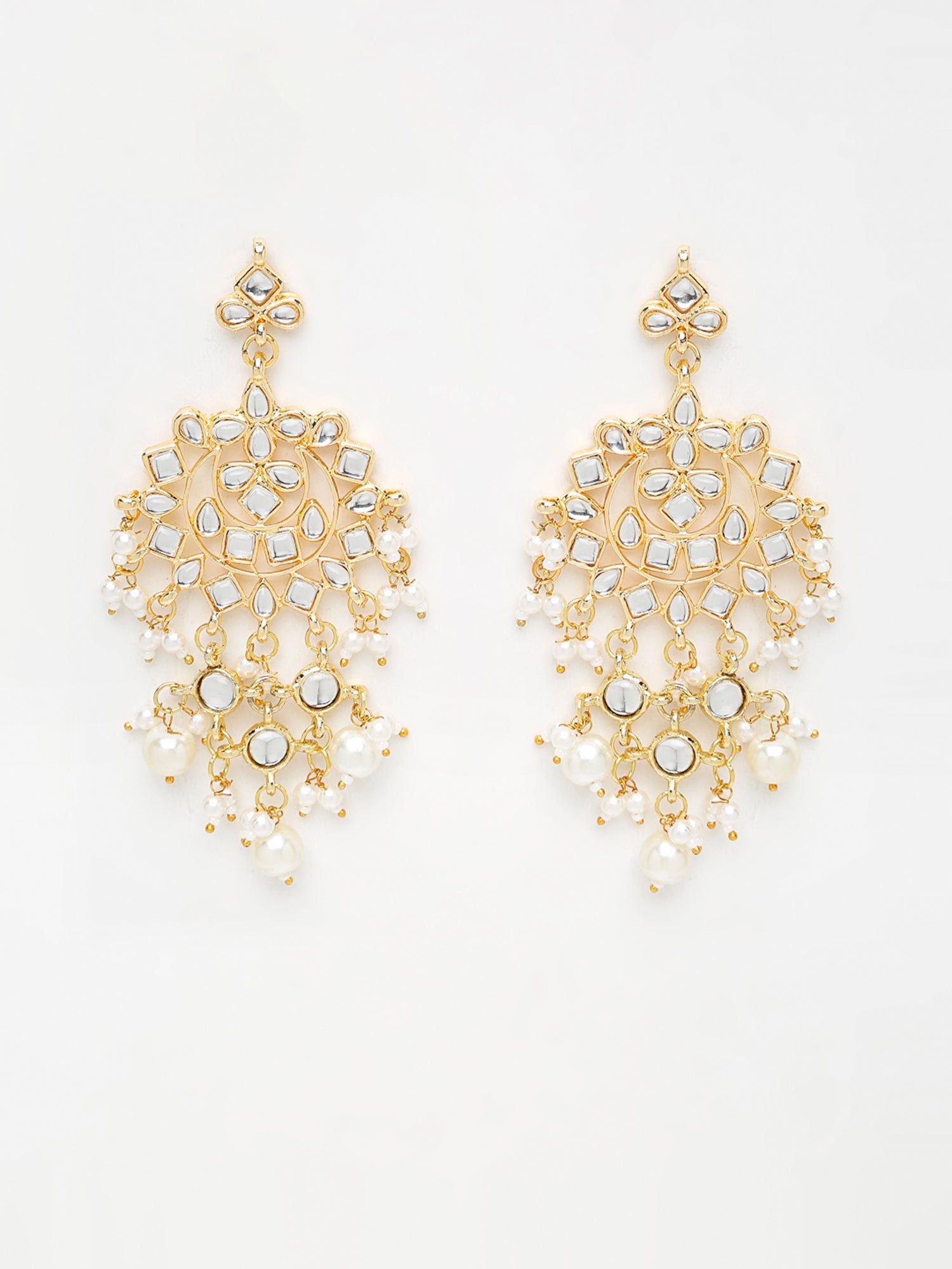 Kundan & Pearl Earrings - Ruby Raang | Grocsy
