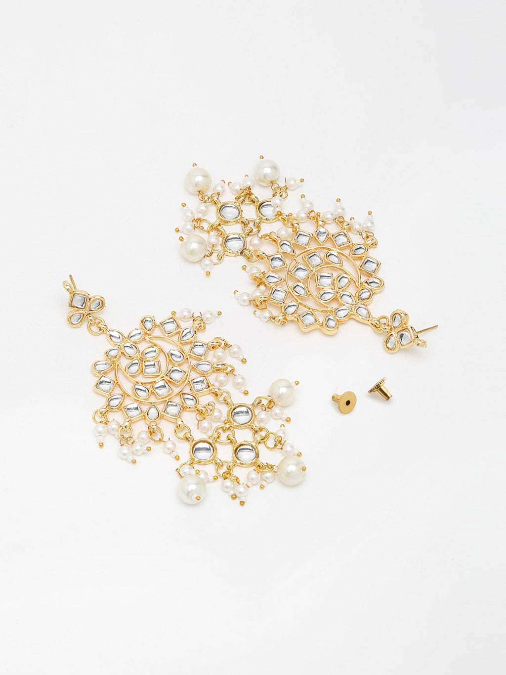 Kundan & Pearl Earrings - Ruby Raang | Grocsy