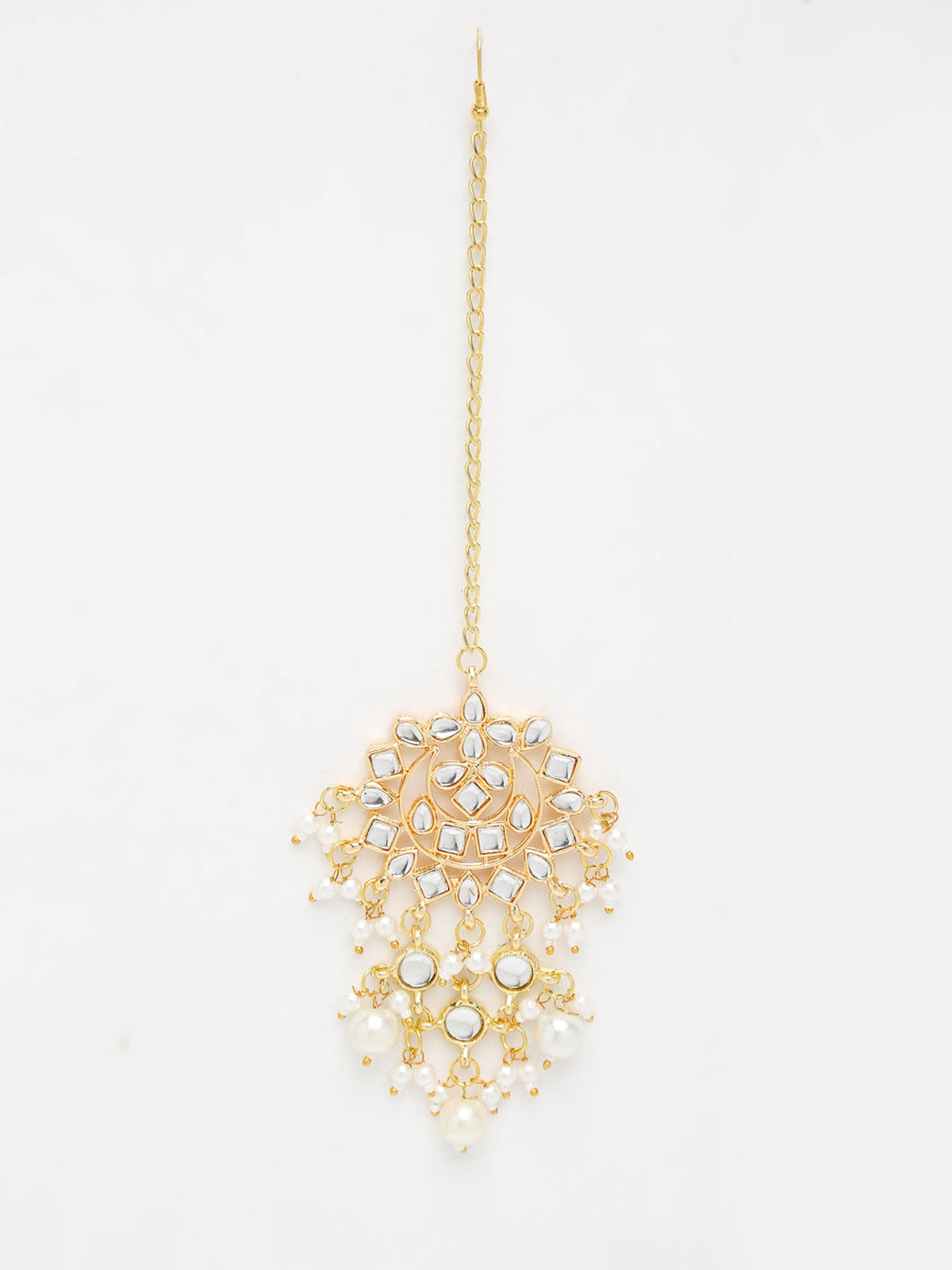 Kundan & Pearl Maang Tikka - Ruby Raang | Grocsy