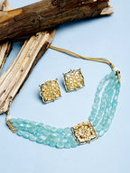 Stone Kundan Choker With Studs - Ruby Raang | Grocsy