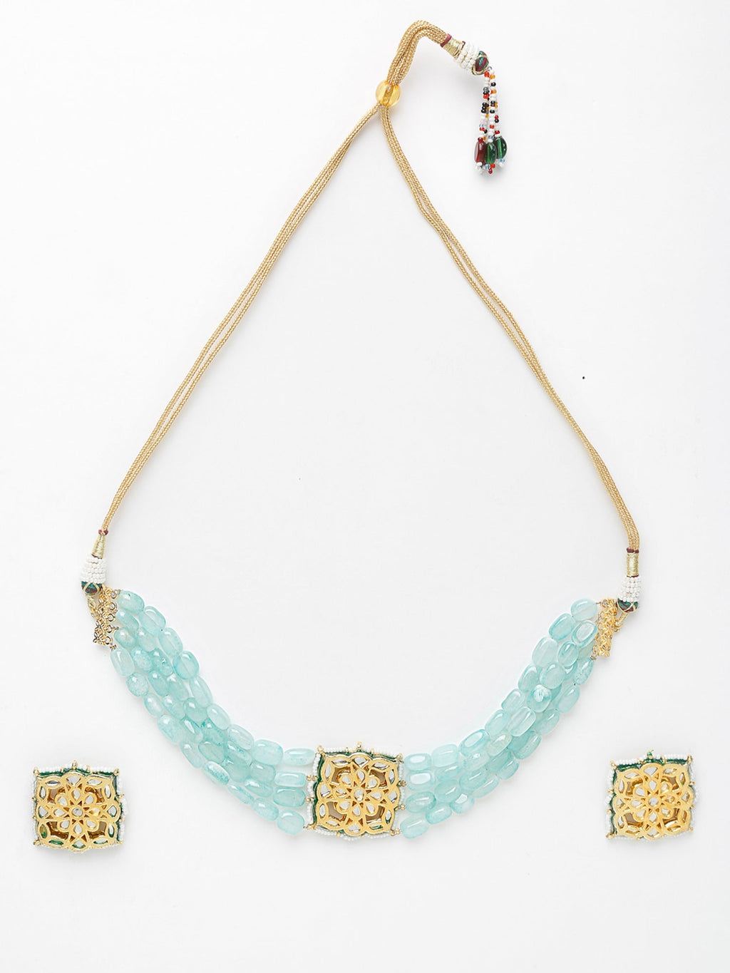Stone Kundan Choker With Studs - Ruby Raang | Grocsy