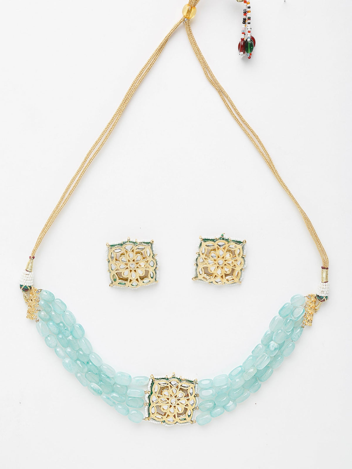 Stone Kundan Choker With Studs - Ruby Raang | Grocsy