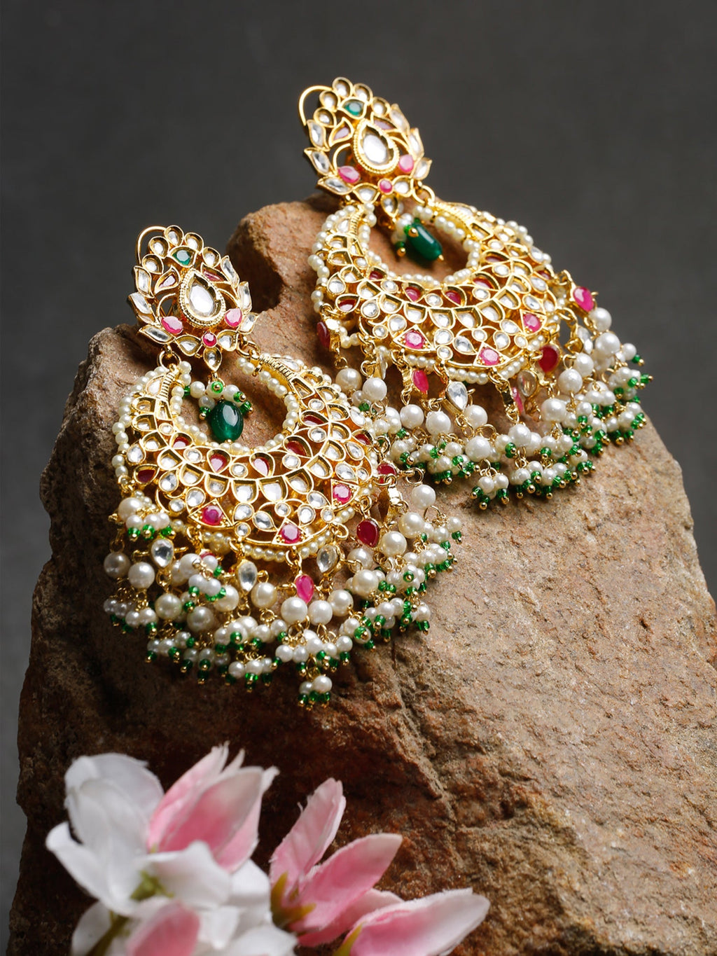 Kundan Multi Stone Earrings - Ruby Raang | Grocsy