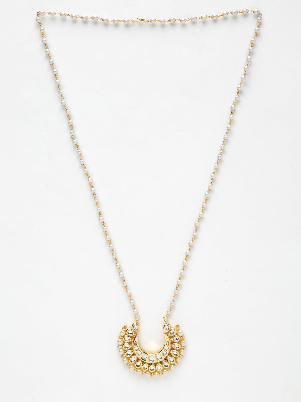 Long Kundan Pearl Neckpiece - Ruby Raang | Grocsy