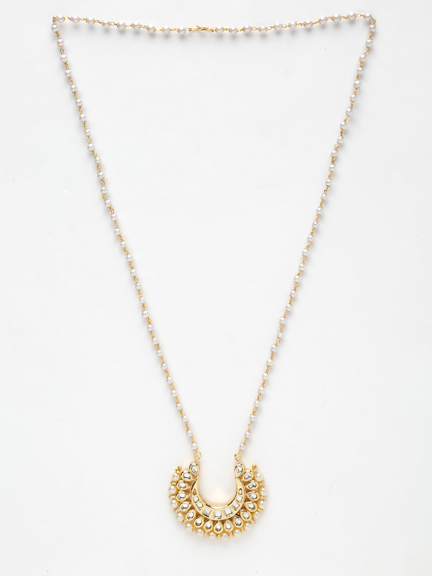 Long Kundan Pearl Neckpiece - Ruby Raang | Grocsy