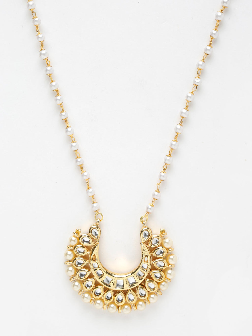 Long Kundan Pearl Neckpiece - Ruby Raang | Grocsy