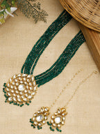 Long Kundan Neckpiece With Earrings - Ruby Raang | Grocsy