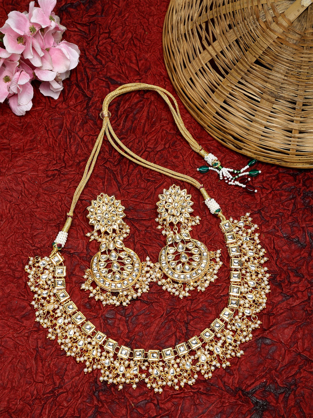 Stone Kundan Choker With Studs - Ruby Raang | Grocsy