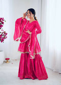 Teeya Creation Pink Color Mal Chanderi Silk Mirror Work And Hand Work Sharara set | Grocsy