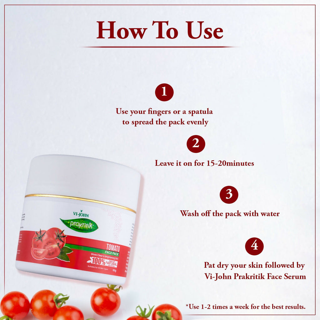 VI-JOHN Prakritik Tomato Face Pack Removes Tanning & Dead Cells Made With 100% Natural Bio Actives | Grocsy