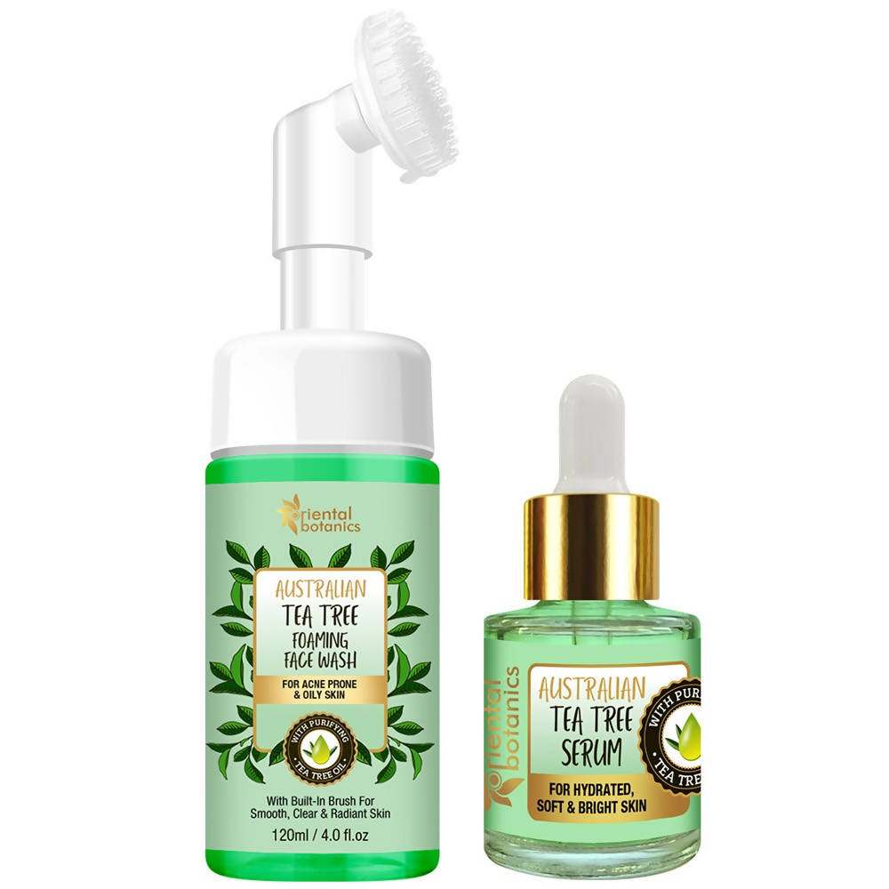 Oriental Botanics Australian Tea Tree Serum And Face Wash With Brush Combo | Grocsy