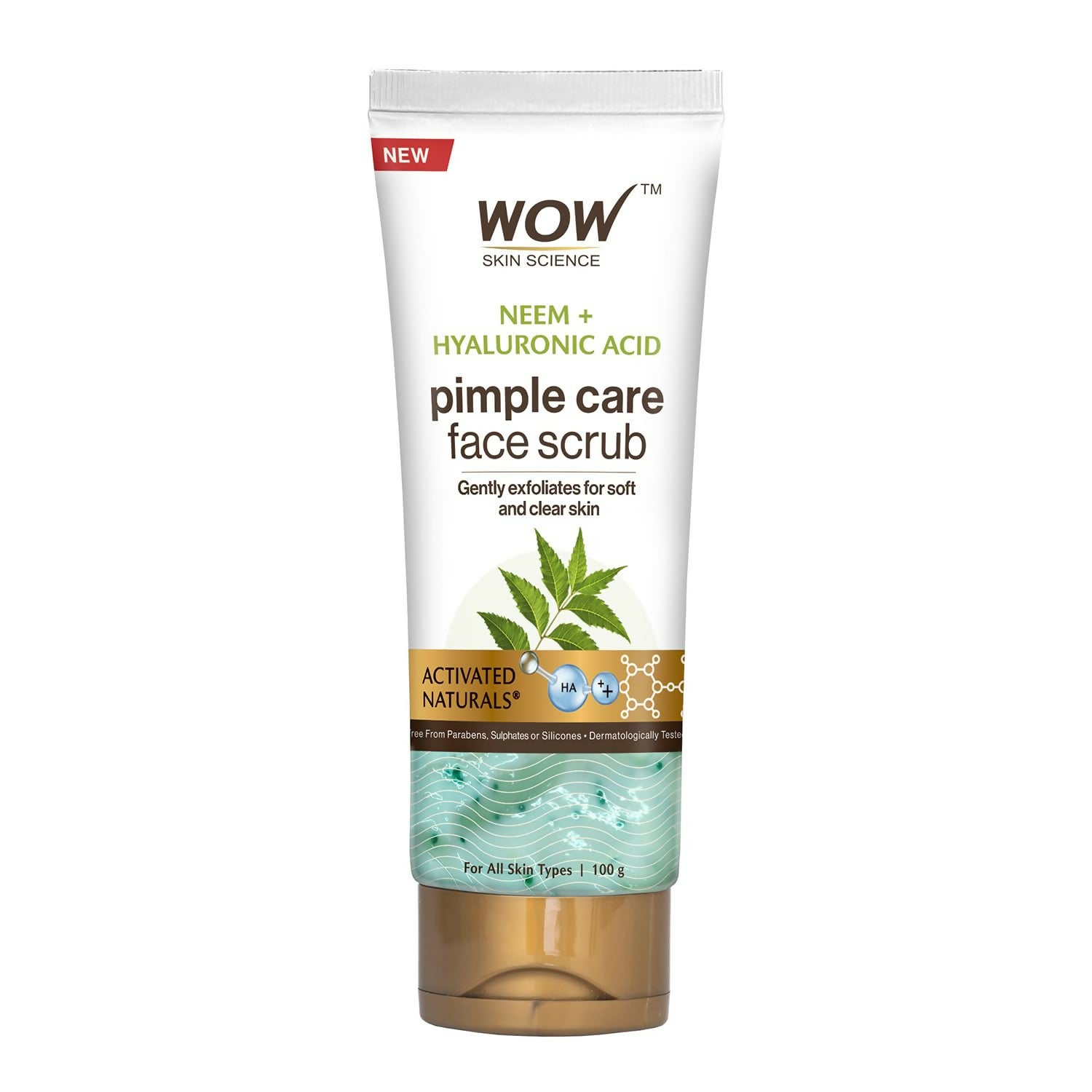 WOW Skin Science Neem & Hyaluronic Acid Pimple Care Face Scrub For Anti-Bacterial, Unclogs Pores | Grocsy
