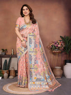 Teeya Creation New Latest Trendy Wedding Wear Pashmina Silk Saree-Peach | Grocsy