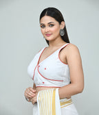Joban Fashion Women's White Embroidered Stitched Blouse | Grocsy