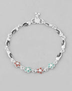 VOJ Set of 2 Stone Studded Mutli Color Flower Shaped Anklet | Grocsy